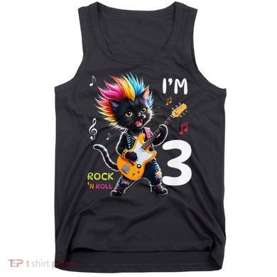 IM 3 Punk Cat RockN Roll Guitar Cat 3rd Birthday Boy Tank Top