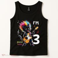 IM 3 Punk Cat RockN Roll Guitar Cat 3rd Birthday Boy Tank Top thumb 2