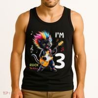 IM 3 Punk Cat RockN Roll Guitar Cat 3rd Birthday Boy Tank Top thumb 3