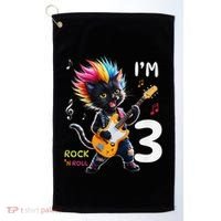 IM 3 Punk Cat RockN Roll Guitar Cat 3rd Birthday Boy Golf Towel thumb 0