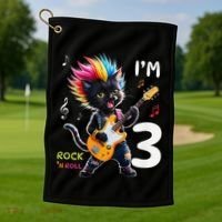 IM 3 Punk Cat RockN Roll Guitar Cat 3rd Birthday Boy Golf Towel thumb 1