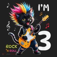 IM 3 Punk Cat RockN Roll Guitar Cat 3rd Birthday Boy Golf Towel thumb 3