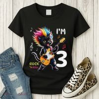 IM 3 Punk Cat RockN Roll Guitar Cat 3rd Birthday Boy Women's T-Shirt thumb 3