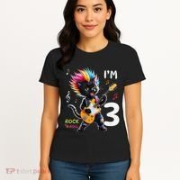 IM 3 Punk Cat RockN Roll Guitar Cat 3rd Birthday Boy Women's T-Shirt thumb 4