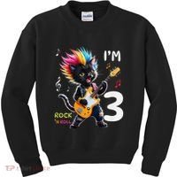 IM 3 Punk Cat RockN Roll Guitar Cat 3rd Birthday Boy Kids Sweatshirt thumb 0
