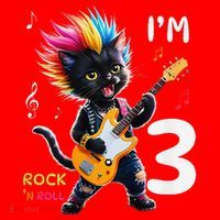 IM 3 Punk Cat RockN Roll Guitar Cat 3rd Birthday Boy Santa Hat thumb 1