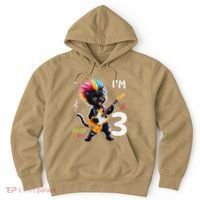 IM 3 Punk Cat RockN Roll Guitar Cat 3rd Birthday Boy Hoodie thumb 0