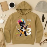 IM 3 Punk Cat RockN Roll Guitar Cat 3rd Birthday Boy Hoodie thumb 3