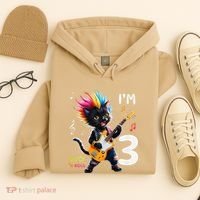 IM 3 Punk Cat RockN Roll Guitar Cat 3rd Birthday Boy Hoodie thumb 4