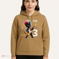 IM 3 Punk Cat RockN Roll Guitar Cat 3rd Birthday Boy Hoodie thumb 5