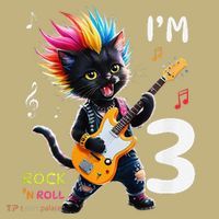 IM 3 Punk Cat RockN Roll Guitar Cat 3rd Birthday Boy Long Sleeve Shirt thumb 2