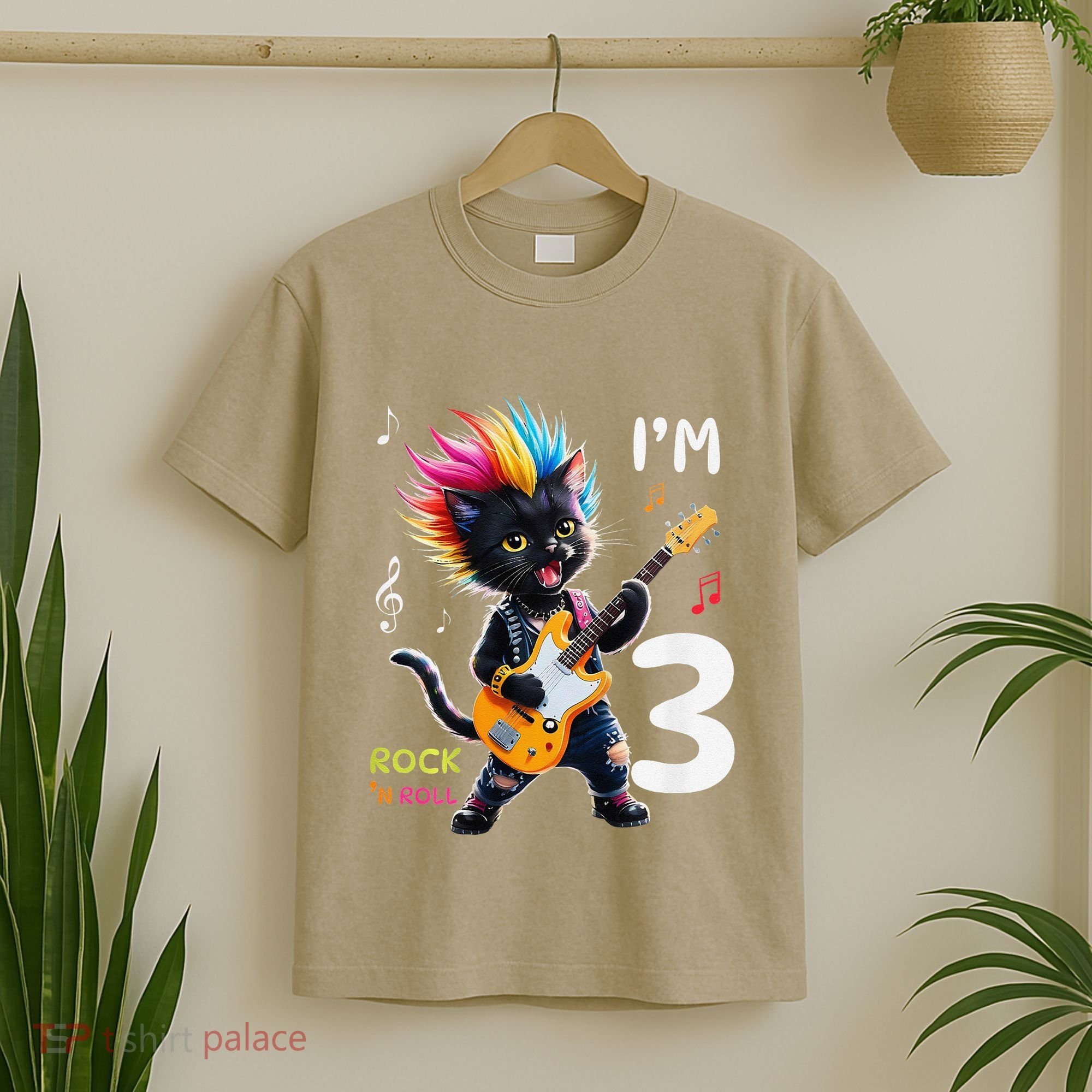 IM 3 Punk Cat RockN Roll Guitar Cat 3rd Birthday Boy T-Shirt
