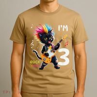 IM 3 Punk Cat RockN Roll Guitar Cat 3rd Birthday Boy T-Shirt thumb 3