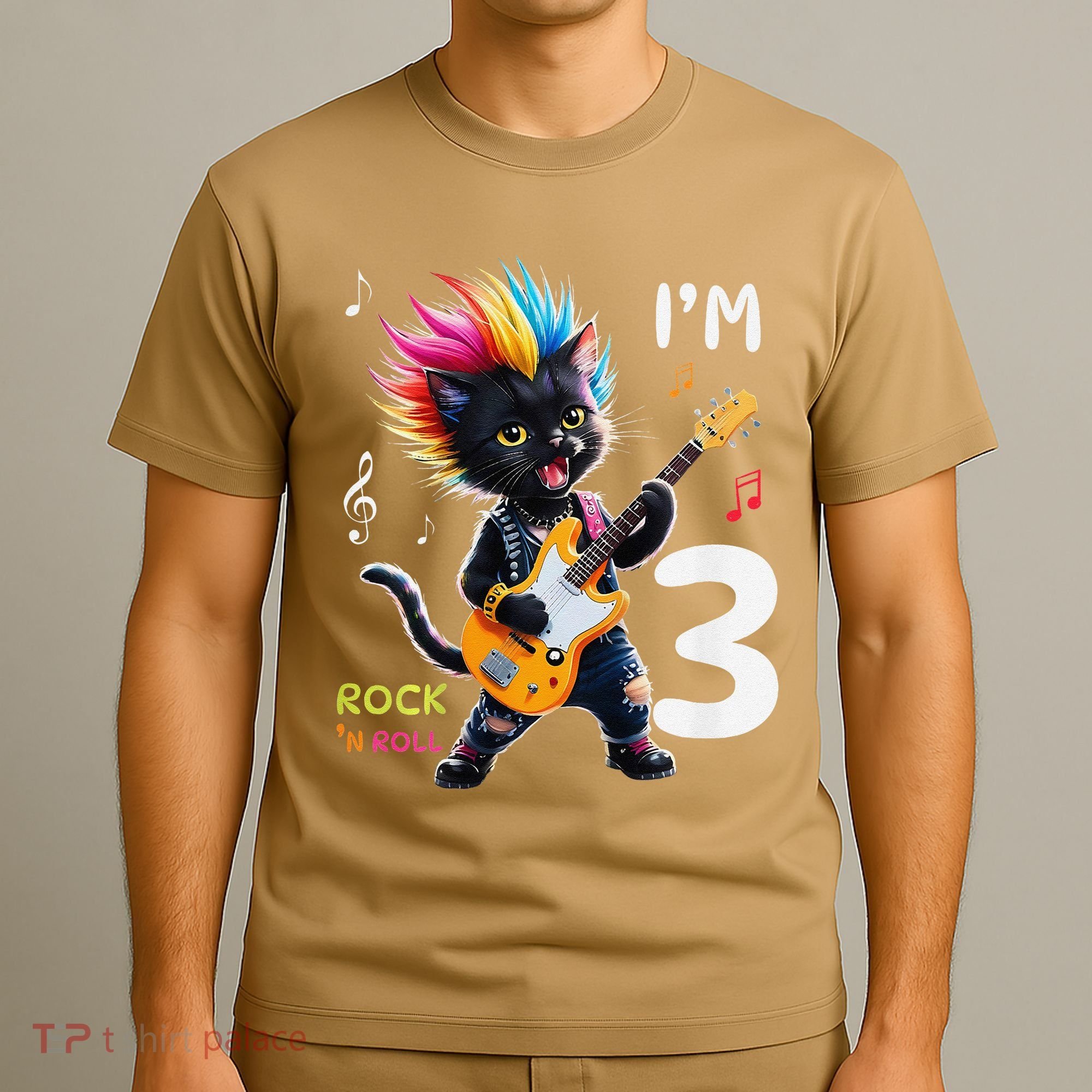 IM 3 Punk Cat RockN Roll Guitar Cat 3rd Birthday Boy T-Shirt