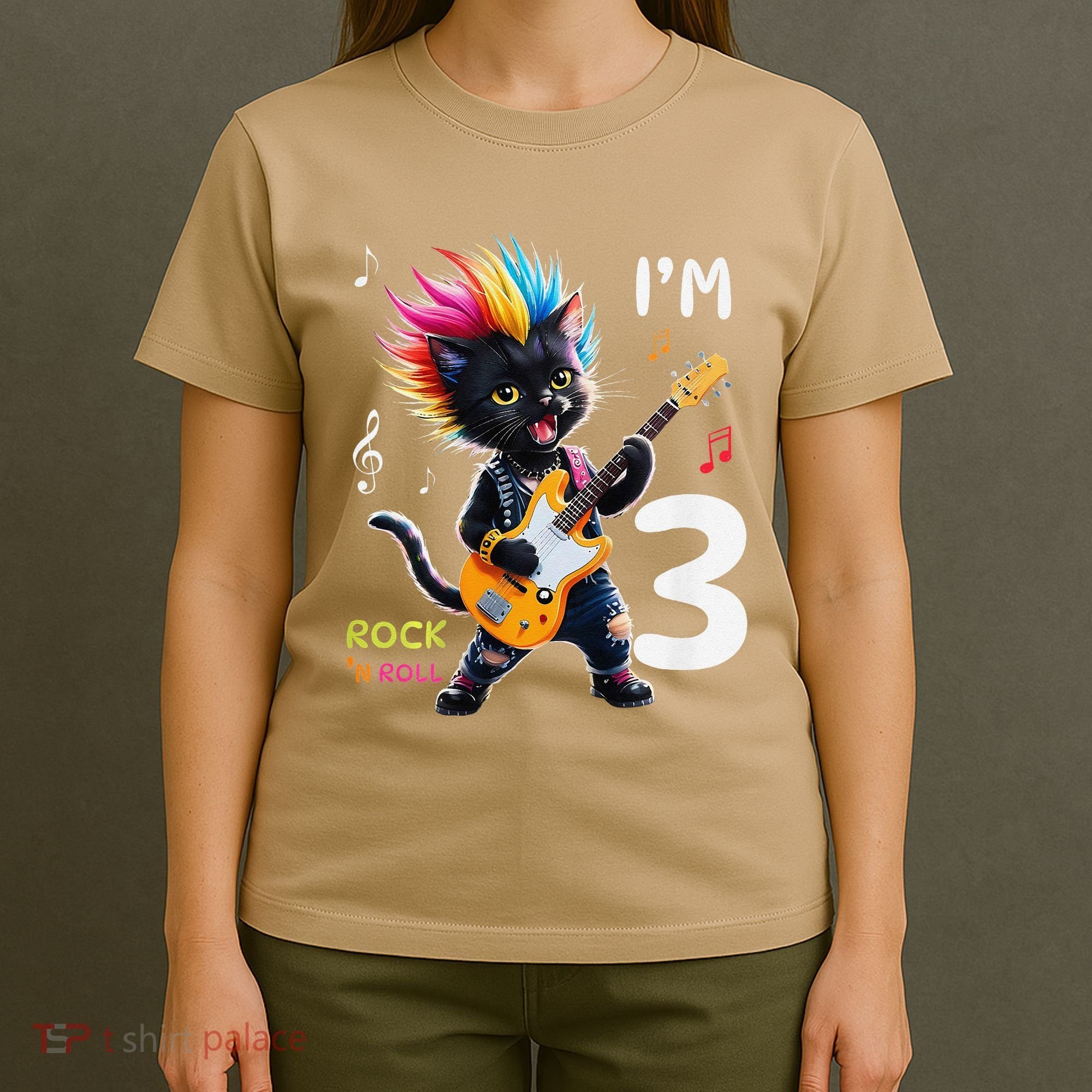 IM 3 Punk Cat RockN Roll Guitar Cat 3rd Birthday Boy T-Shirt