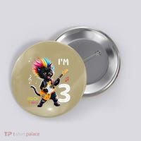IM 3 Punk Cat RockN Roll Guitar Cat 3rd Birthday Boy Button thumb 0