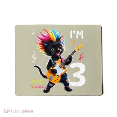 IM 3 Punk Cat RockN Roll Guitar Cat 3rd Birthday Boy Mousepad