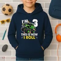 IM 3 This Is How I Roll Monster Truck 3rd Birthday Kids Hoodie thumb 2