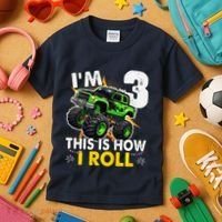 IM 3 This Is How I Roll Monster Truck 3rd Birthday Kids T-Shirt thumb 3