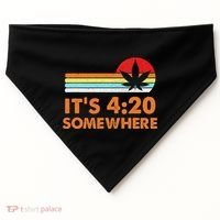 Its 420 420 Somewhere Weed Cannibis Marijuana Gift Stoner USA-Made Doggie Bandana thumb 0