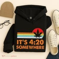Its 420 420 Somewhere Weed Cannibis Marijuana Gift Stoner Hoodie thumb 4