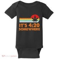 Its 420 420 Somewhere Weed Cannibis Marijuana Gift Stoner Baby Bodysuit thumb 0