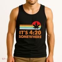 Its 420 420 Somewhere Weed Cannibis Marijuana Gift Stoner Tank Top thumb 3