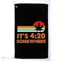 Its 420 420 Somewhere Weed Cannibis Marijuana Gift Stoner Golf Towel thumb 0