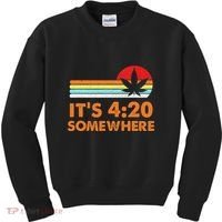 Its 420 420 Somewhere Weed Cannibis Marijuana Gift Stoner Kids Sweatshirt thumb 0
