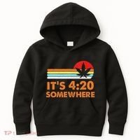 Its 420 420 Somewhere Weed Cannibis Marijuana Gift Stoner Kids Hoodie thumb 0