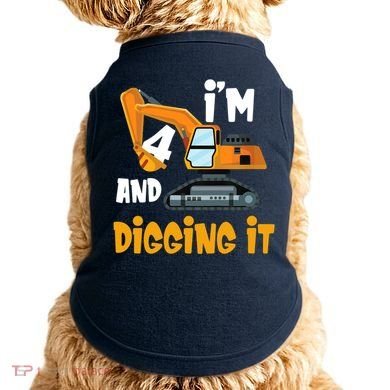  I'm 4 and digging it Excavator 4th Birthday Boy Gift I'm 4 Doggie Tank