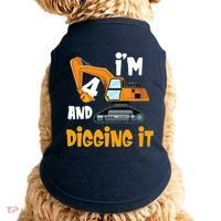  I'm 4 and digging it Excavator 4th Birthday Boy Gift I'm 4 Doggie Tank thumb 0