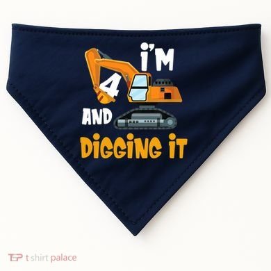  I'm 4 and digging it Excavator 4th Birthday Boy Gift I'm 4 USA-Made Doggie Bandana