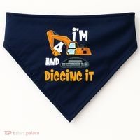  I'm 4 and digging it Excavator 4th Birthday Boy Gift I'm 4 USA-Made Doggie Bandana thumb 0