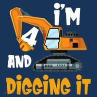  I'm 4 and digging it Excavator 4th Birthday Boy Gift I'm 4 Toddler Hoodie thumb 2