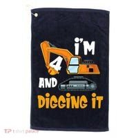  I'm 4 and digging it Excavator 4th Birthday Boy Gift I'm 4 Golf Towel thumb 0