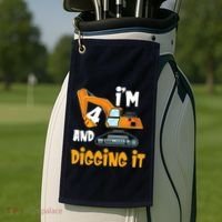  I'm 4 and digging it Excavator 4th Birthday Boy Gift I'm 4 Golf Towel thumb 2
