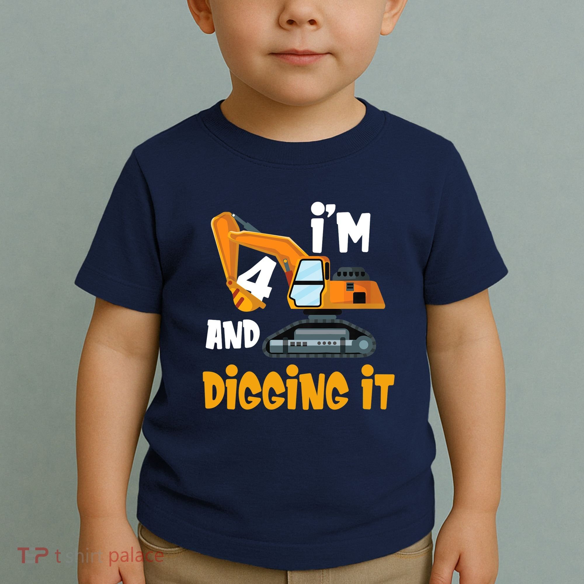  I'm 4 and digging it Excavator 4th Birthday Boy Gift I'm 4 Toddler T-Shirt