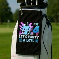 I'm 4 Let's Party A Lotl 4th Birthday Cute Axolotl Lovers Golf Towel thumb 2