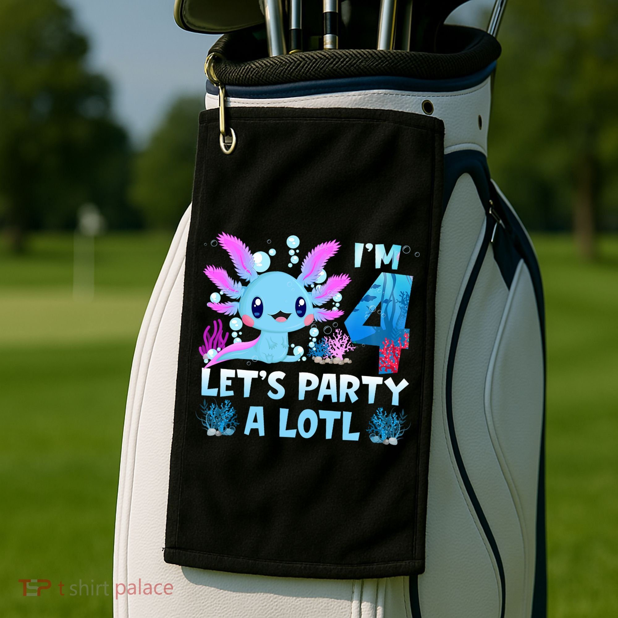 I'm 4 Let's Party A Lotl 4th Birthday Cute Axolotl Lovers Golf Towel