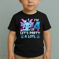 I'm 4 Let's Party A Lotl 4th Birthday Cute Axolotl Lovers Toddler T-Shirt thumb 2