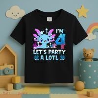 I'm 4 Let's Party A Lotl 4th Birthday Cute Axolotl Lovers Toddler T-Shirt thumb 3
