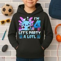 I'm 4 Let's Party A Lotl 4th Birthday Cute Axolotl Lovers Kids Hoodie thumb 2