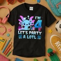 I'm 4 Let's Party A Lotl 4th Birthday Cute Axolotl Lovers Kids T-Shirt thumb 3