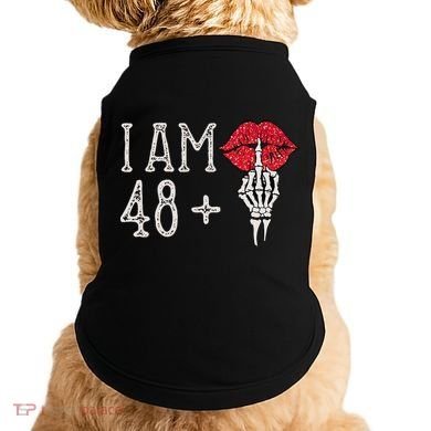 IM 48 Plus 1 Middle Finger Skull Funny 49th Birthday Doggie Tank