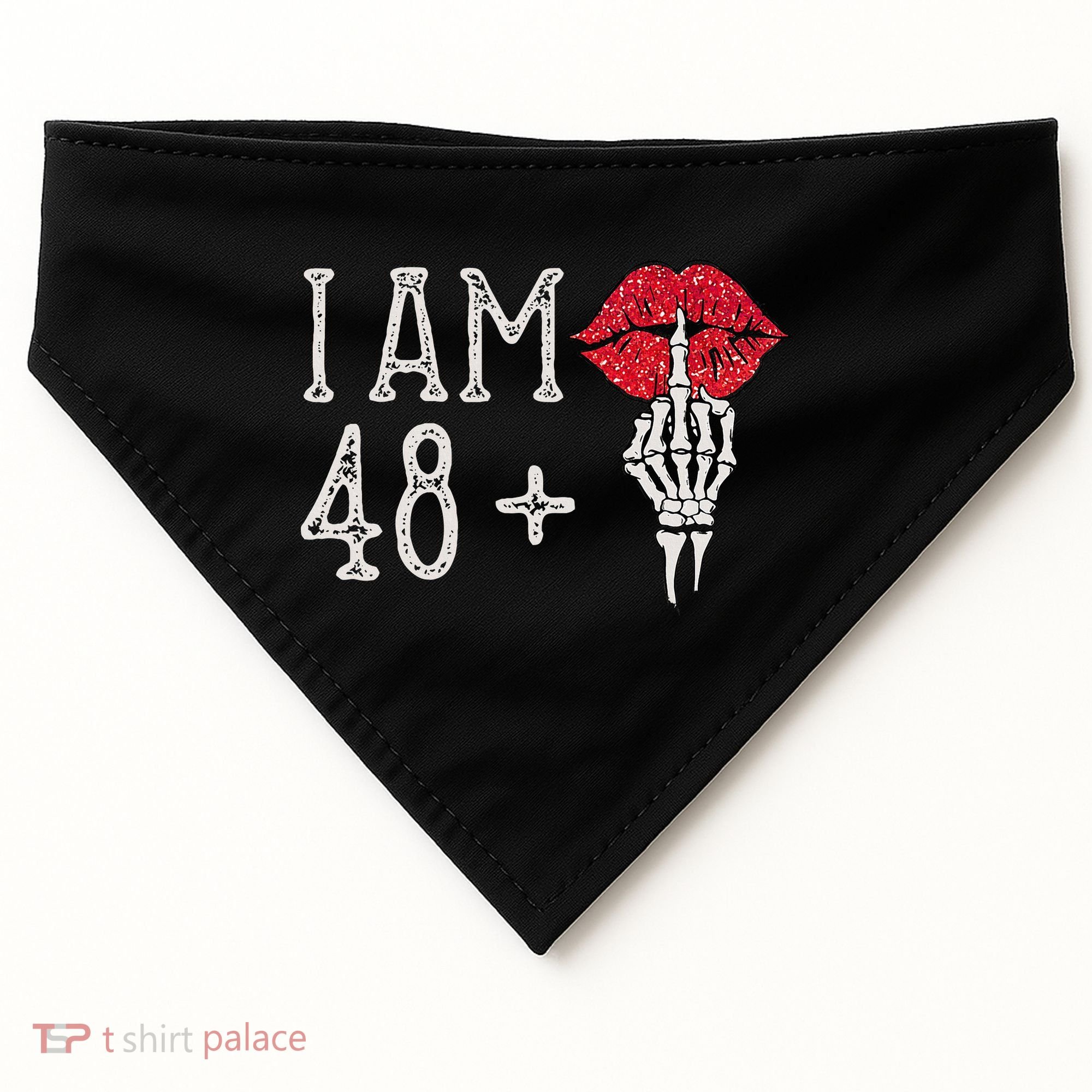 IM 48 Plus 1 Middle Finger Skull Funny 49th Birthday USA-Made Doggie Bandana