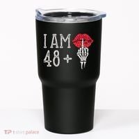 IM 48 Plus 1 Middle Finger Skull Funny 49th Birthday Tumbler thumb 0