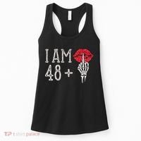 IM 48 Plus 1 Middle Finger Skull Funny 49th Birthday Women's Tank Top thumb 0