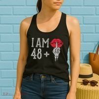 IM 48 Plus 1 Middle Finger Skull Funny 49th Birthday Women's Tank Top thumb 2