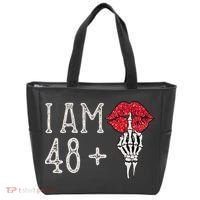 IM 48 Plus 1 Middle Finger Skull Funny 49th Birthday Tote Bag thumb 0